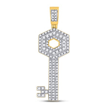 Load image into Gallery viewer, 10kt Yellow Gold Men&#39;s Diamond Key Charm Pendant - Luxurious Elegance  Top View from Splendid Jewellery