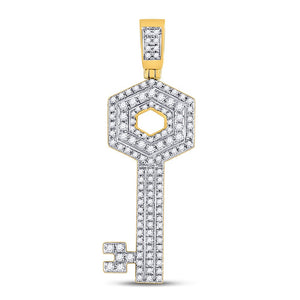 10kt Yellow Gold Men's Diamond Key Charm Pendant - Luxurious Elegance - Splendid Jewellery