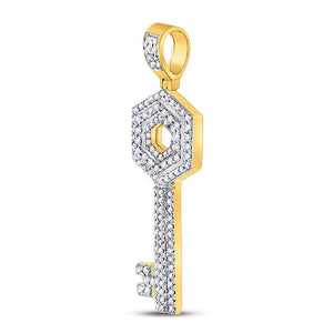 10kt Yellow Gold Men's Diamond Key Charm Pendant - Luxurious Elegance - Splendid Jewellery