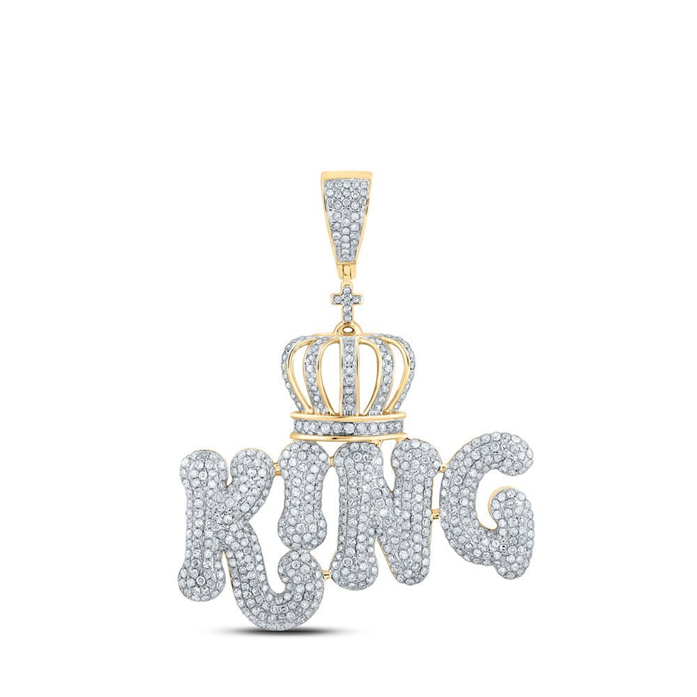 10kt Yellow Gold Men's Diamond King Crown Charm Pendant - 2 - 3/8 Cttw - Splendid Jewellery