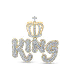 10kt Yellow Gold Men's Diamond King Crown Charm Pendant - 4 - 7/8 Cttw - Splendid Jewellery