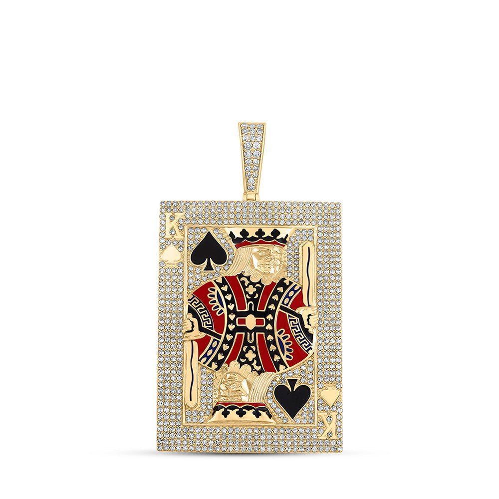 10kt Yellow Gold Men's Diamond King Spades Card Charm Pendant - 3 - 1/2 Cttw | Splendid Jewellery - Splendid Jewellery