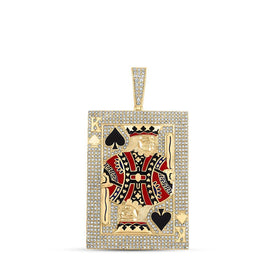 10kt Yellow Gold Men's Diamond King Spades Card Charm Pendant - 3 - 1/2 Cttw | Splendid Jewellery - Splendid Jewellery