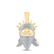Load image into Gallery viewer, 10kt Yellow Gold Men's Diamond Lady Liberty Mask Charm Pendant - 5/8 Cttw product  Top View from Splendid Jewellery