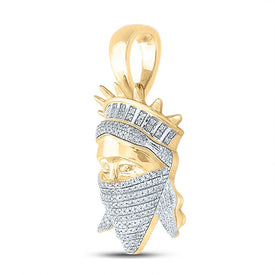 10kt Yellow Gold Men's Diamond Lady Liberty Mask Charm Pendant - 5/8 Cttw product Side View from Splendid Jewellery