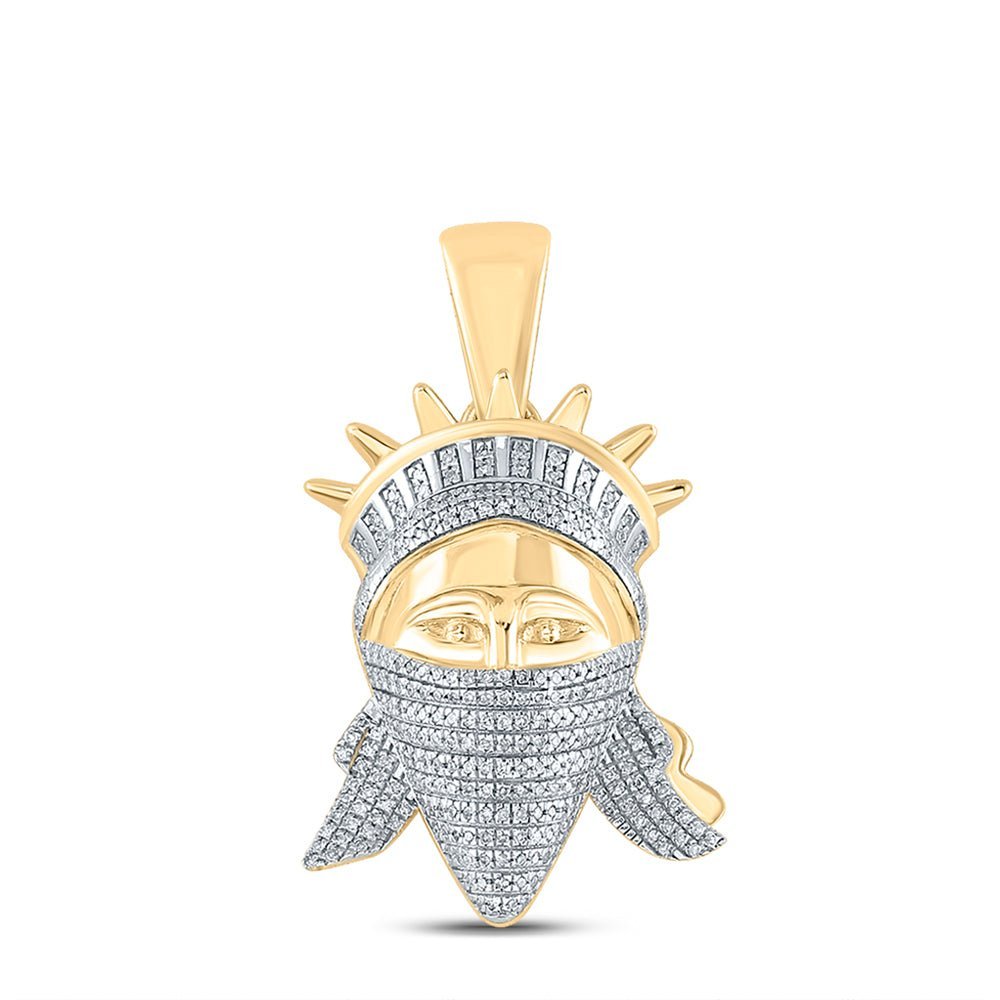 10kt Yellow Gold Men's Diamond Lady Liberty Mask Charm Pendant - 5/8 Cttw - Splendid Jewellery