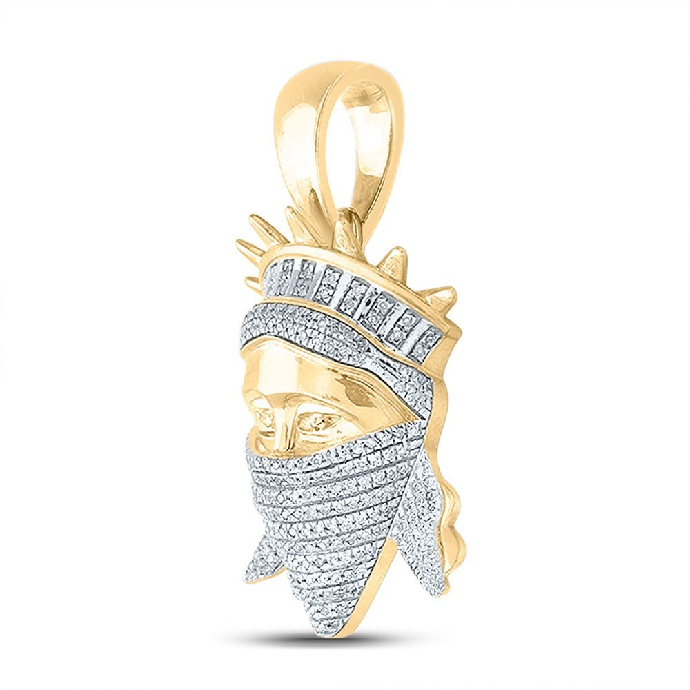10kt Yellow Gold Men's Diamond Lady Liberty Mask Charm Pendant - 5/8 Cttw - Splendid Jewellery