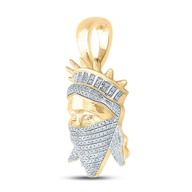 10kt Yellow Gold Men's Diamond Lady Liberty Mask Charm Pendant - 5/8 Cttw - Splendid Jewellery