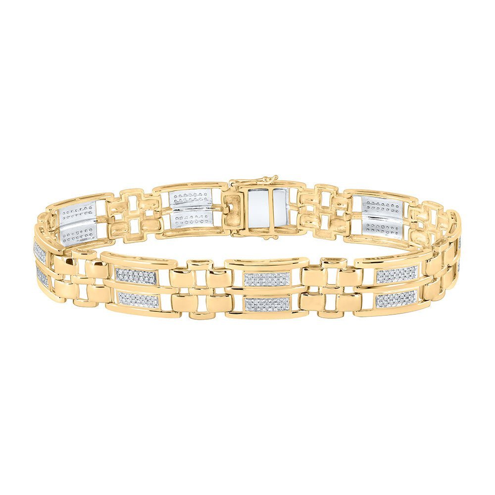 10kt Yellow Gold Men's Diamond Link Bracelet - 1 Cttw | Splendid Jewellery - Splendid Jewellery