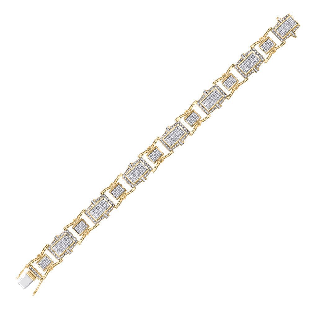 10kt Yellow Gold Men's Diamond Link Bracelet - 2 - 1/2 Cttw - Splendid Jewellery