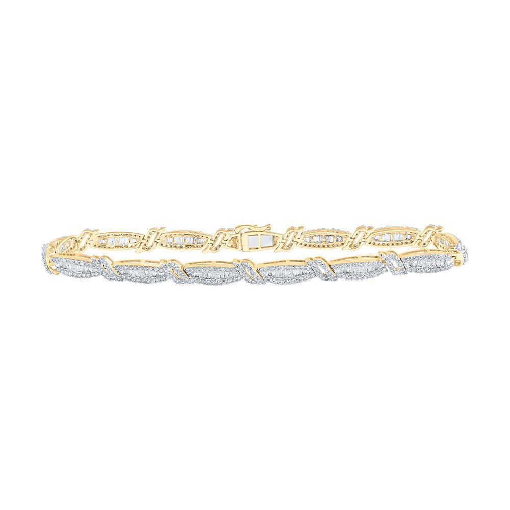 10kt Yellow Gold Men's Diamond Link Bracelet - 4 - 3/8 Cttw - Splendid Jewellery
