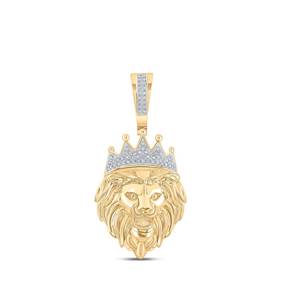 10kt Yellow Gold Men's Diamond Lion Charm Pendant - 1/6 Cttw - Splendid Jewellery - Splendid Jewellery