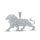 10kt Yellow Gold Men's Diamond Lion Charm Pendant - Majestic Wildlife Collection - Splendid Jewellery