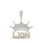 10kt Yellow Gold Men's Diamond Lion Crown Charm Pendant - 7/8 Cttw - Splendid Jewellery