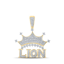 Load image into Gallery viewer, 10kt Yellow Gold Men's Diamond Lion Crown Charm Pendant - 7/8 Cttw - Splendid Jewellery
