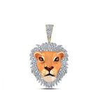 10kt Yellow Gold Men's Diamond Lion Face Animal Charm Pendant - 1 Cttw | Splendid Jewellery - Splendid Jewellery