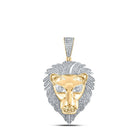 10kt Yellow Gold Men's Diamond Lion Face Charm Pendant - 1 - 1/3 Cttw - Splendid Jewellery