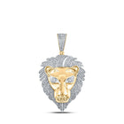 10kt Yellow Gold Men's Diamond Lion Face Charm Pendant - 1 - 1/3 Cttw - Splendid Jewellery