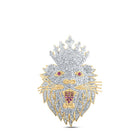 10kt Yellow Gold Men's Diamond Lion Face Crown Charm Pendant - 2 Cttw - Splendid Jewellery