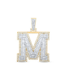 Load image into Gallery viewer, 10kt Yellow Gold Men's Diamond M Initial Letter Charm Pendant - 1 - 5/8 Cttw - Splendid Jewellery