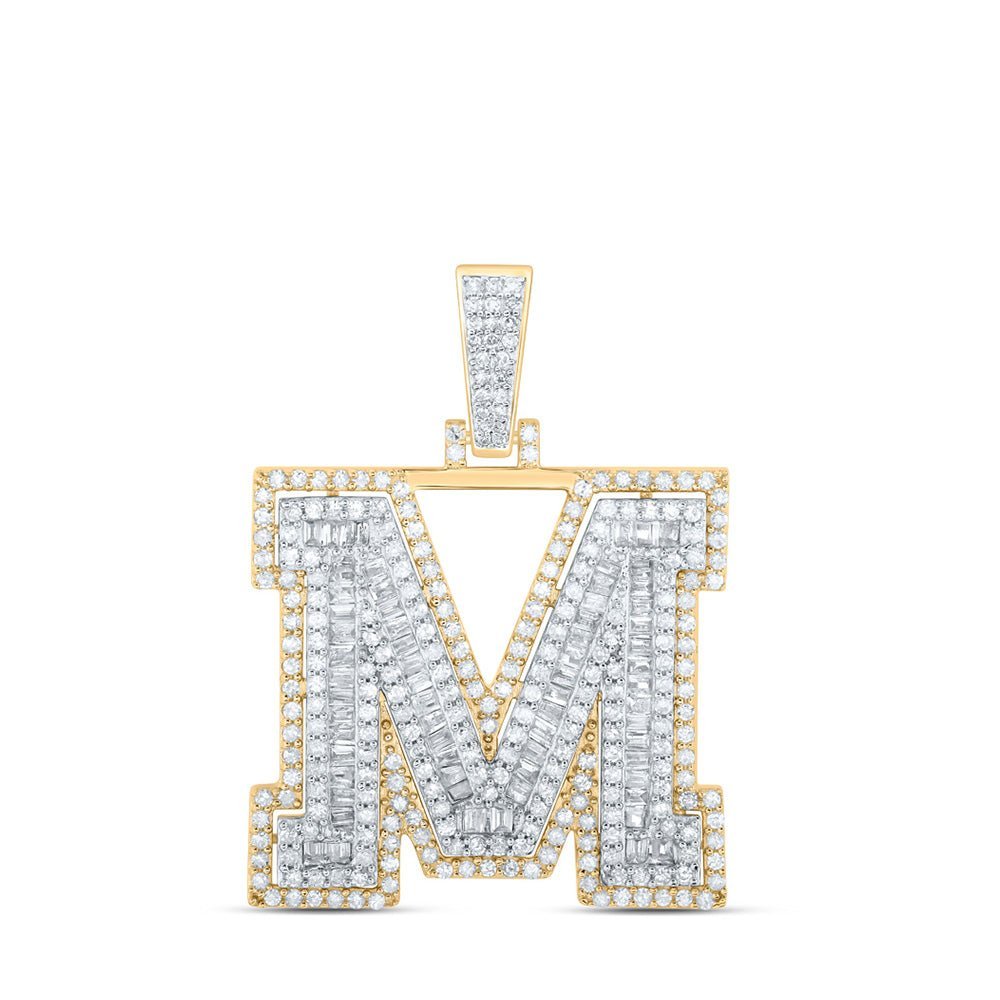 10kt Yellow Gold Men's Diamond M Initial Letter Charm Pendant - 1 Cttw - Splendid Jewellery - Splendid Jewellery