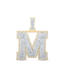 10kt Yellow Gold Men's Diamond M Initial Letter Charm Pendant - 1 Cttw - Splendid Jewellery - Splendid Jewellery