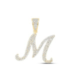10kt Yellow Gold Men's Diamond M Initial Letter Charm Pendant - 1.2 Ct.t.w. - Splendid Jewellery