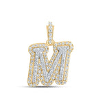10kt Yellow Gold Men's Diamond M Initial Letter Charm Pendant - 1/4 Cttw - Splendid Jewellery - Splendid Jewellery