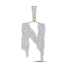Load image into Gallery viewer, 10kt Yellow Gold Men's Diamond N Drip Letter Charm Pendant - 2 - 5/8 Cttw - Splendid Jewellery