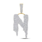 10kt Yellow Gold Men's Diamond N Drip Letter Charm Pendant - 2 - 5/8 Cttw - Splendid Jewellery