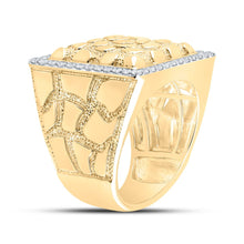Load image into Gallery viewer, 10kt Yellow Gold Men&#39;s Diamond Nugget Square Ring - 7/8 Cttw product Side View 2 from Splendid Jewellery