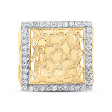 Load image into Gallery viewer, 10kt Yellow Gold Men's Diamond Nugget Square Ring - 7/8 Cttw - Splendid Jewellery