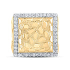10kt Yellow Gold Men's Diamond Nugget Square Ring - 7/8 Cttw - Splendid Jewellery