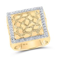 Load image into Gallery viewer, 10kt Yellow Gold Men&#39;s Diamond Nugget Square Ring - 7/8 Cttw product  Top View from Splendid Jewellery