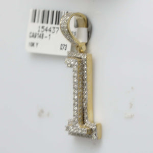 10kt Yellow Gold Men's Diamond Number 1 Charm Pendant - 1 Cttw - Splendid Jewellery