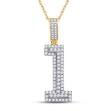 Load image into Gallery viewer, 10kt Yellow Gold Men&#39;s Diamond Number 1 Charm Pendant - 1 Cttw product  Top View from Splendid Jewellery
