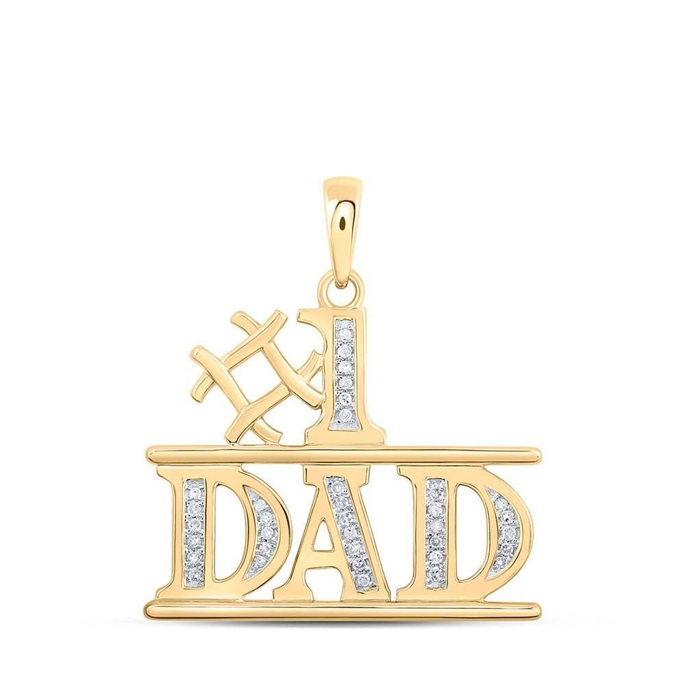 10kt Yellow Gold Men's Diamond Number 1 Dad Charm Pendant - A Dazzling Tribute - Splendid Jewellery