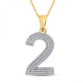 10kt Yellow Gold Men's Diamond Number 2 Charm Pendant - 5/8 Cttw product  Top View from Splendid Jewellery