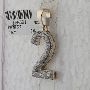 10kt Yellow Gold Men's Diamond Number 2 Charm Pendant - 5/8 Cttw - Splendid Jewellery