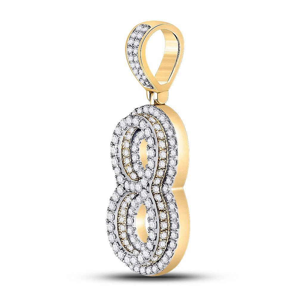 10kt Yellow Gold Men's Diamond Number 8 Charm Pendant - 1 - 5/8 Cttw | Splendid Jewellery - Splendid Jewellery