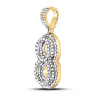 10kt Yellow Gold Men's Diamond Number 8 Charm Pendant - 1 - 5/8 Cttw | Splendid Jewellery - Splendid Jewellery