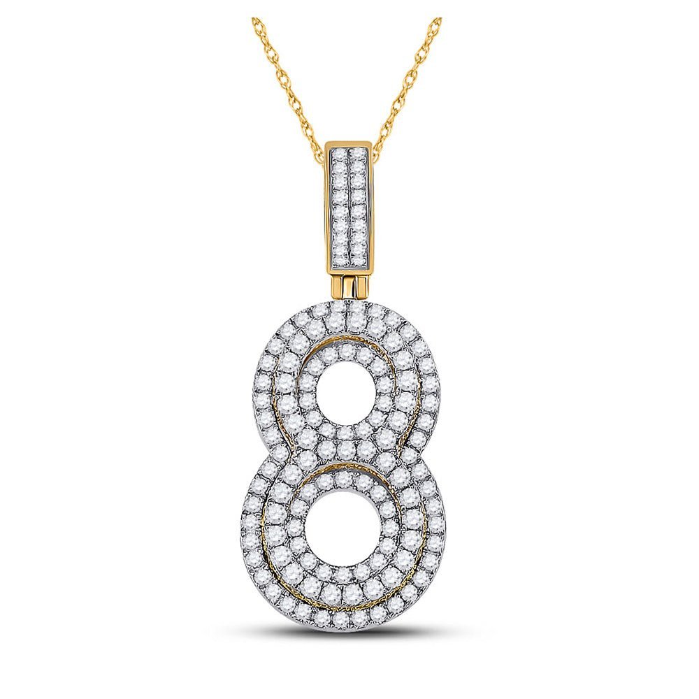 10kt Yellow Gold Men's Diamond Number 8 Charm Pendant - 1 - 5/8 Cttw | Splendid Jewellery - Splendid Jewellery