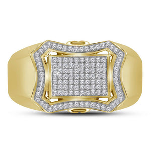 10kt Yellow Gold Men's Diamond Octagon Cluster Ring - Captivating Brilliance - Splendid Jewellery