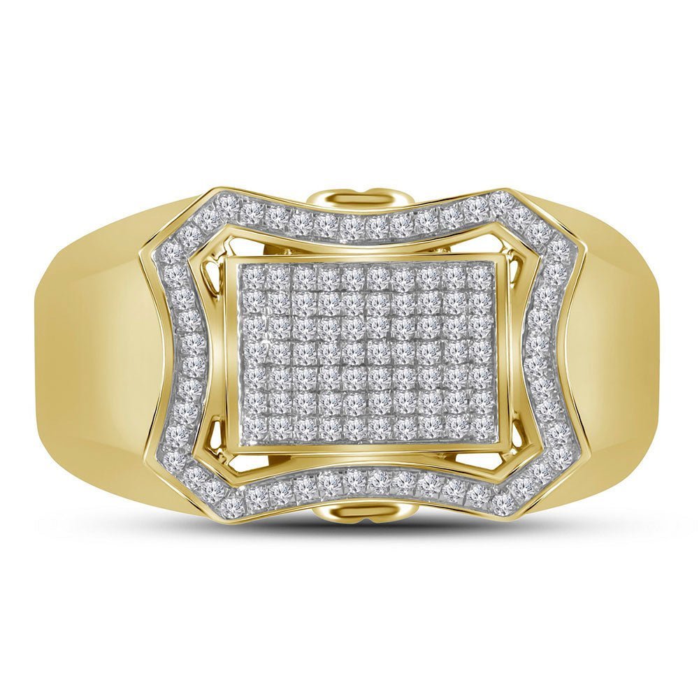 10kt Yellow Gold Men's Diamond Octagon Cluster Ring - Captivating Brilliance - Splendid Jewellery