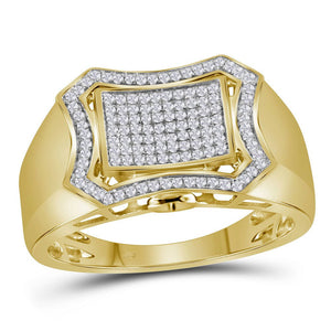 10kt Yellow Gold Men's Diamond Octagon Cluster Ring - Captivating Brilliance - Splendid Jewellery