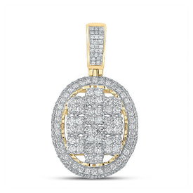 10kt Yellow Gold Men's Diamond Oval Charm Pendant - 2 Cttw | Splendid Jewellery - Splendid Jewellery