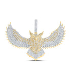 10kt Yellow Gold Men's Diamond Owl Bird Charm Pendant - 1 - 1/4 Cttw - Splendid Jewellery