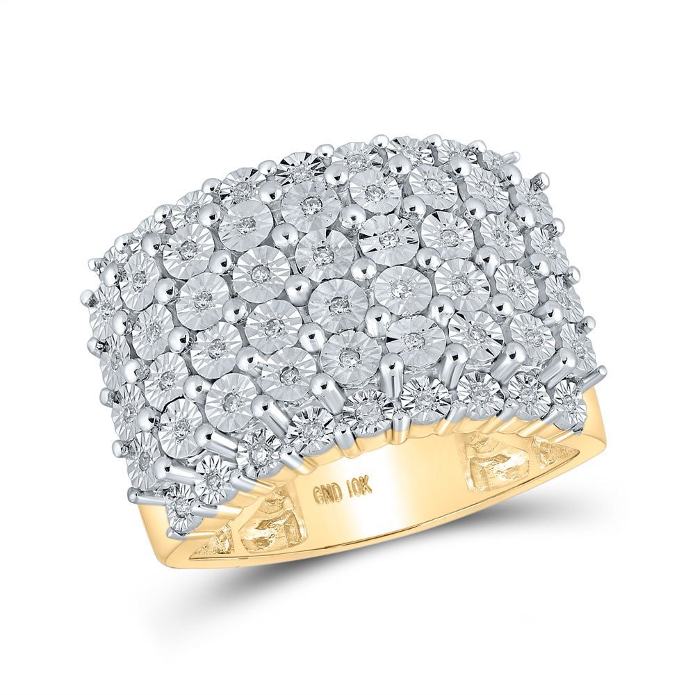 10kt Yellow Gold Men's Diamond Pave Big Look Band Ring 1/5 Cttw - Splendid Jewellery