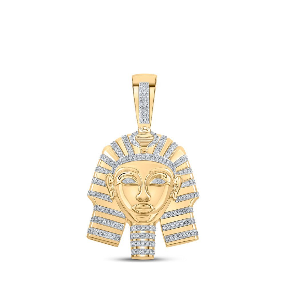 10kt Yellow Gold Mens Diamond Pharaoh Charm Pendant - 1/2 Cttw - Splendid Jewellery