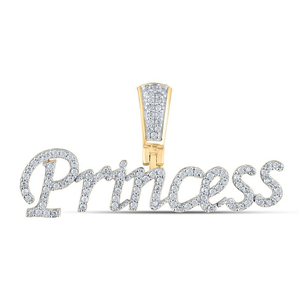10kt Yellow Gold Men's Diamond Princess Charm Pendant - 1/3 Cttw - Splendid Jewellery